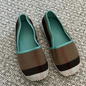 NEW Burberry Kids Brown Black Teal Blue Espadrilles Shoes 27 9 Girls